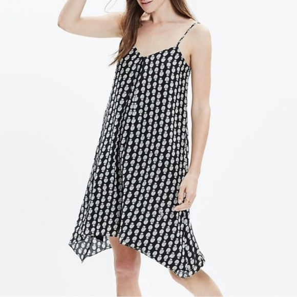 Madewell Silk‎ Trapeze Cami Summer Dress in Bloomstamp Woodblock Print. Size XXS - Picture 1 of 10